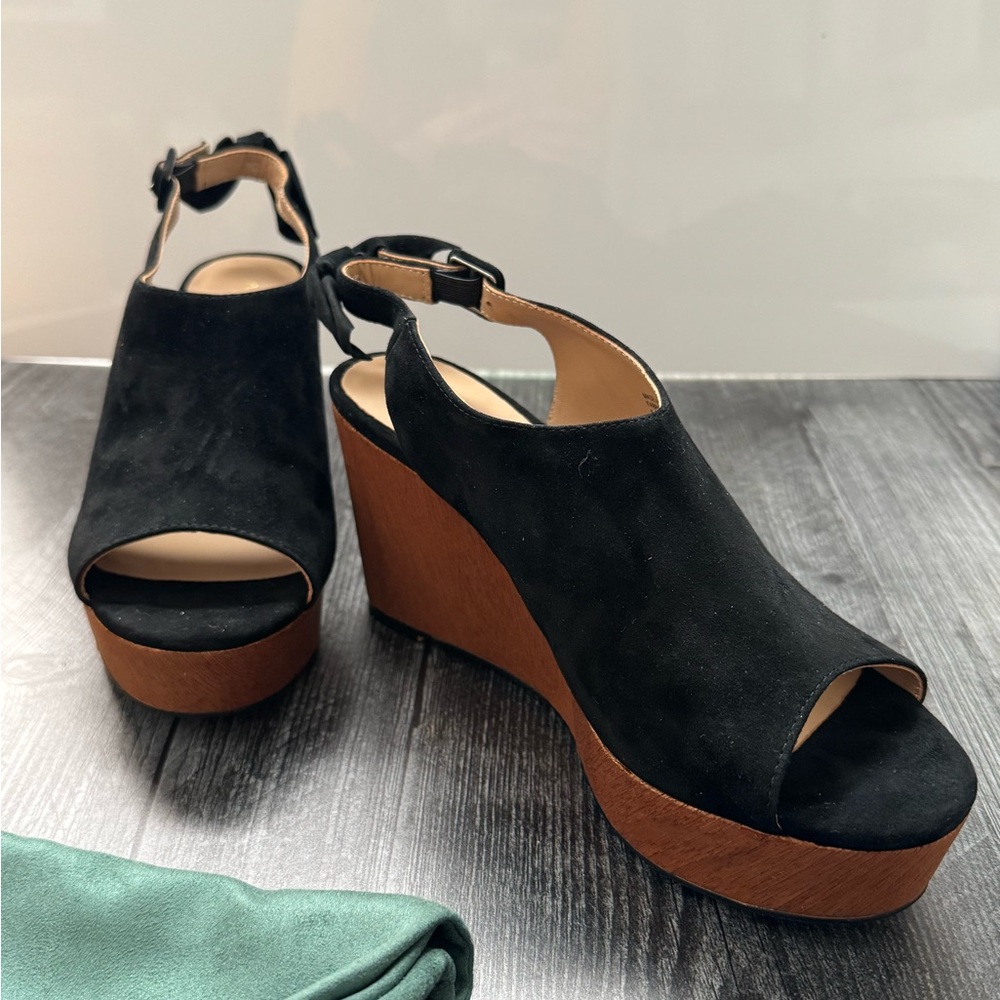 Black Wedge Sandals